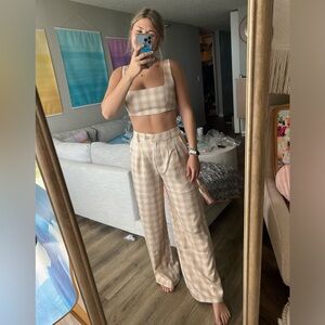 Princess Polly Huxley Set in Check Beige